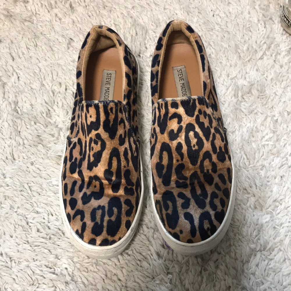 Steve Madden cheetah platform slip ons
